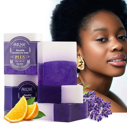 AILKE Lightening Soap Bar, With Organic Glutathione & Lavender, For Face, Body, Reduce Spots, Clean Skin,Support Customized LOGO