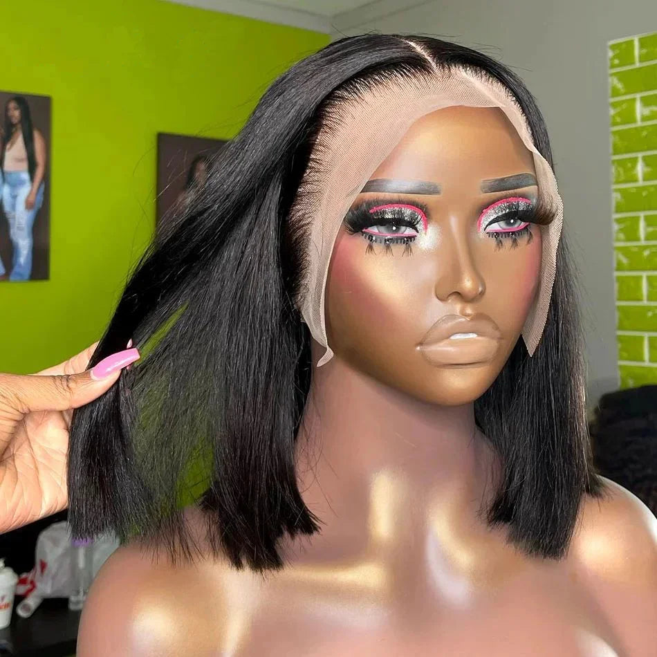 10-16inch Short Straight Bob Wig  Straight Brazilian 100% Human Hair Bobo 13x4 Lace Frontal Wig Bobo Medium Straight Hair