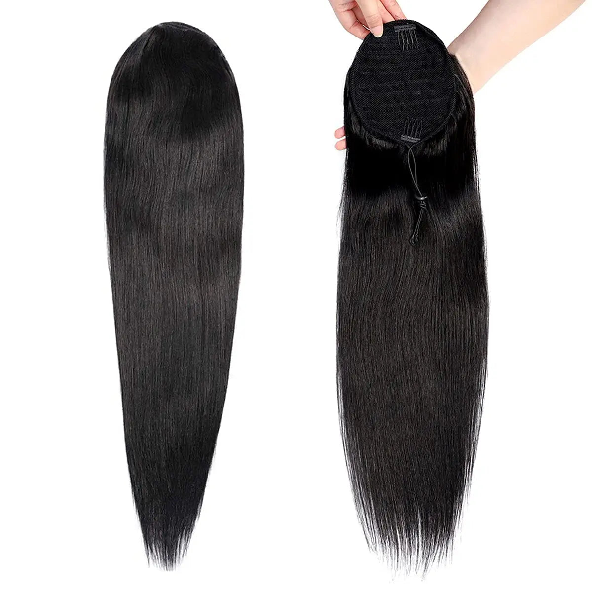 100% Human Hair Drawstring Ponytail Extension Water Wave Straight Kinky Curly Corn Wave Ponytail Clip in Ponytails Extensions
