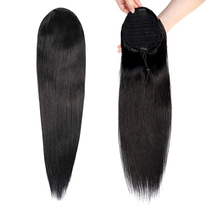 100% Human Hair Drawstring Ponytail Extension Water Wave Straight Kinky Curly Corn Wave Ponytail Clip in Ponytails Extensions