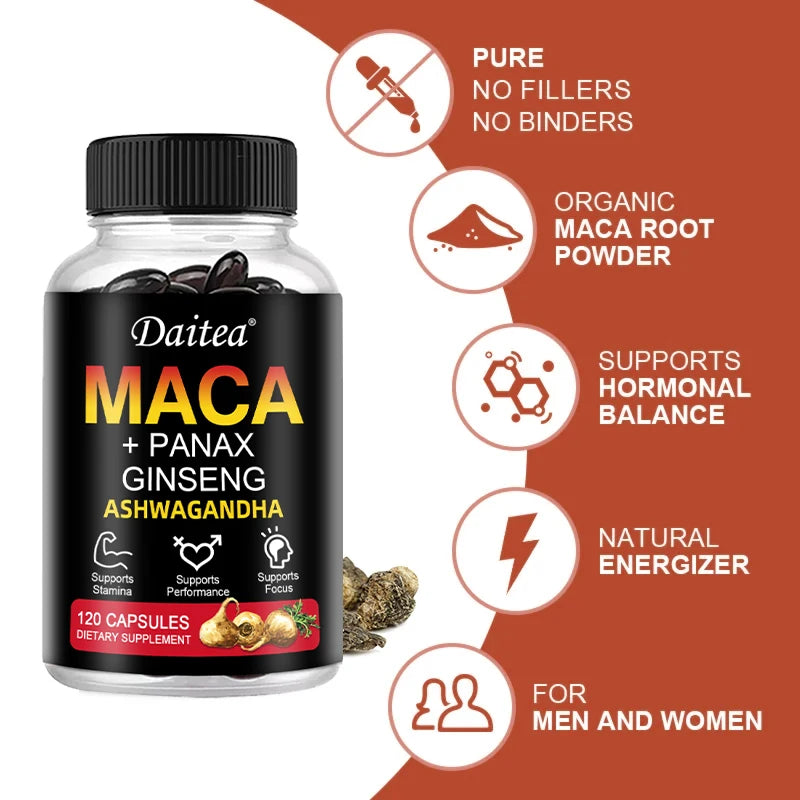 Mac A Root + Red Ginseng and Ashwagandha Extracts Help Support Energy, Endurance and Performance
