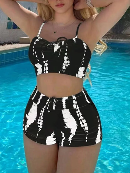 2024 Print High Waist String Two Piece Bikini Women Swimwear Female Swimsuit Bathers Bathing Swimming Suit Beachwear Summer