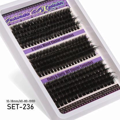 Individual Lashes 20-100D 280pcs Cluster Lashes Natural Look Mixed Tray DIY Eyelash Extension Volume Lash Clusters Eyelashes