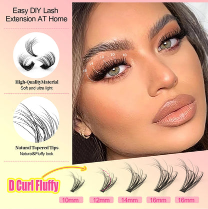 Individual Lashes 20-100D 280pcs Cluster Lashes Natural Look Mixed Tray DIY Eyelash Extension Volume Lash Clusters Eyelashes