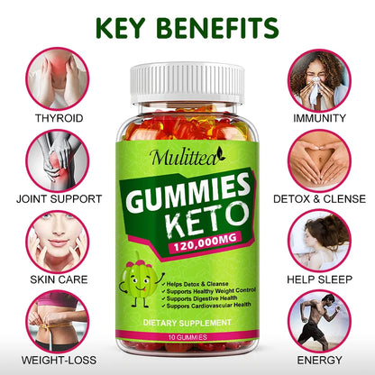Mulittea Keto Gummies Apple Cider Vinegar For Fat Burner Flat Belly Digestion Detox & Immune Metabolism Diet Weight Management
