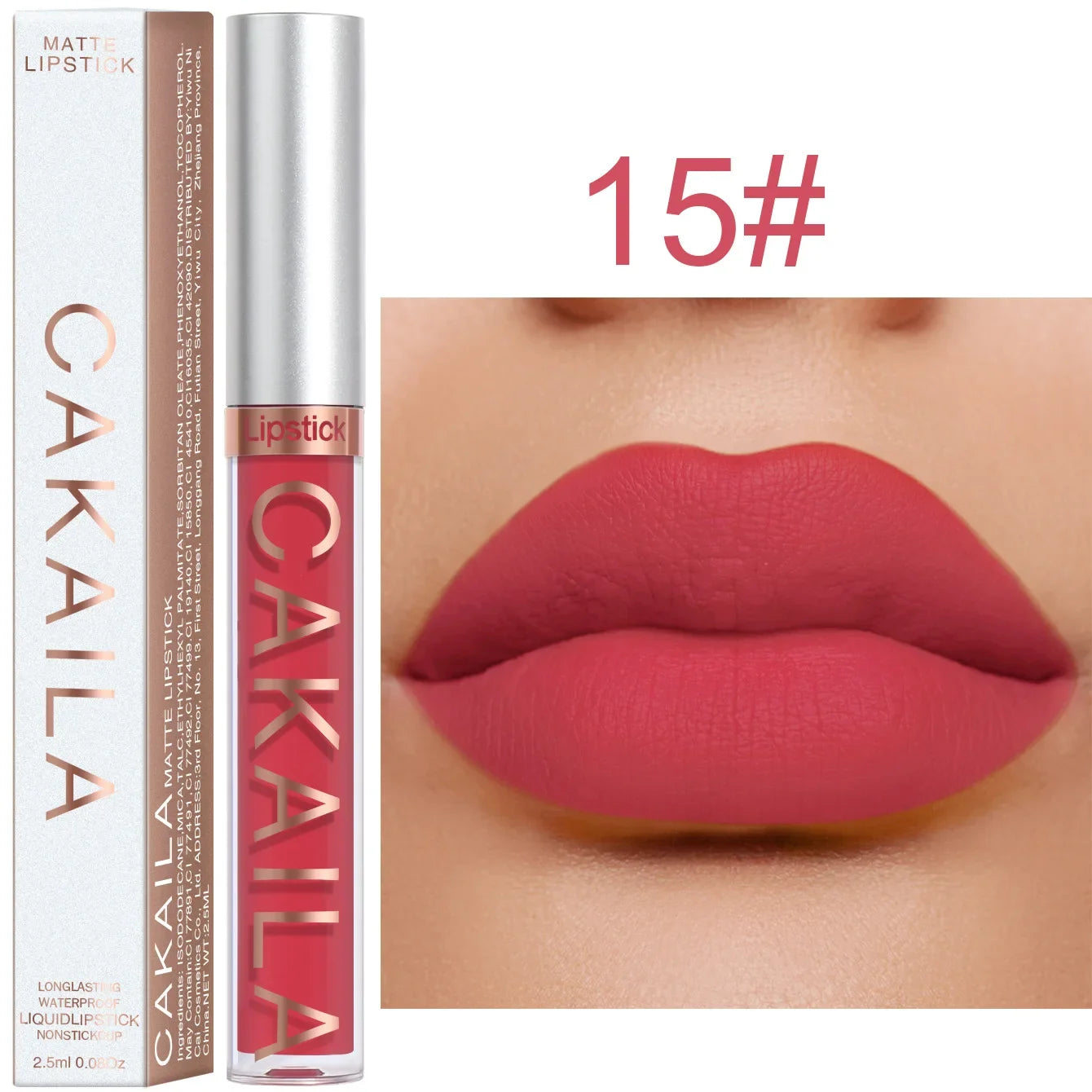 1PC Velvet Matte Lipstick Lip Gloss Light Red Liquid Lip Tint Cream Pigment Long Lasting Silky Texture Lips Women's Cosmetics