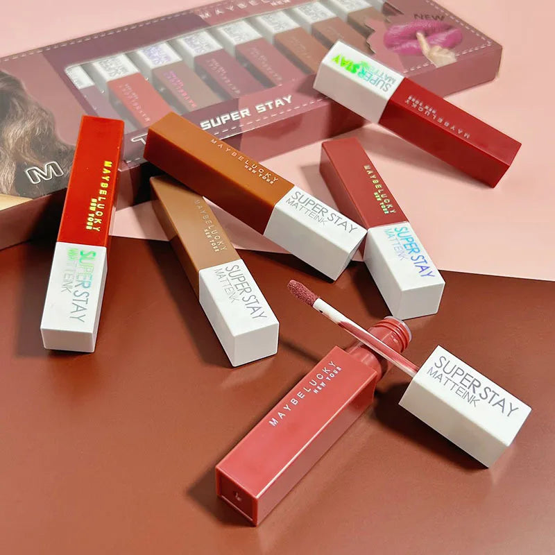 12/24Pcs Matte Lipstick 6/12 Colors Set Long Lasting Waterproof Non-Stick Lipstick  Women Lips Makeup Wholesale