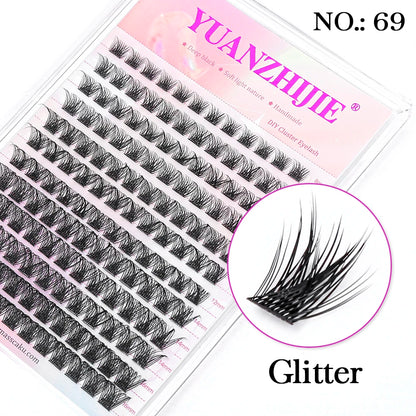 DIY 144 Cluster Lashes YUANZHIJIE free ship Segmented Beam Natural C/D Curl Individual Mink Eyelashes Makeup Supplies at home