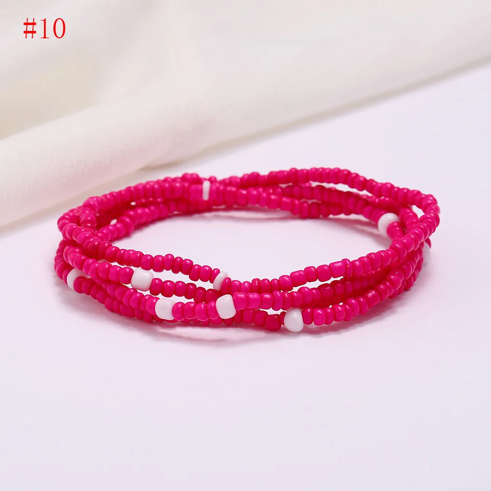 New Fashion Multi-layer Handmade Colored Rice Beads Beach Chain Summer Popular Waist Chain Women BD7051