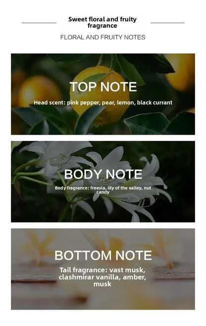 Golden Fruity Perfume Long Lasting Elegant Scent Pear Freesia Vanilla Musk Notes Luxury Fragrance Women Sweet Floral Fragrance