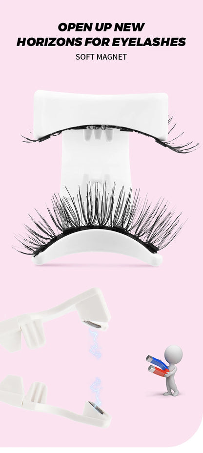 DINGSEN Magnetic Eyelashes 3D Natural False Eyelashes Reusable 4pcs Magnet Clip Set Lashes Extension makeup Tweezers Lash Set