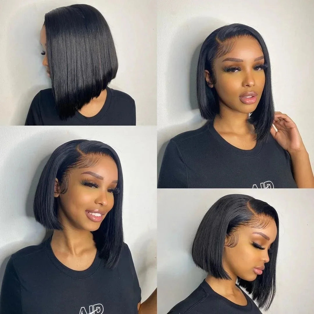 10-16inch Short Straight Bob Wig  Straight Brazilian 100% Human Hair Bobo 13x4 Lace Frontal Wig Bobo Medium Straight Hair