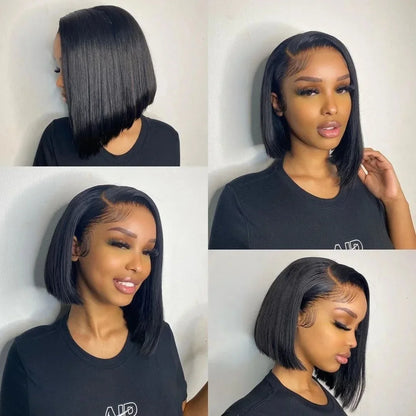 10-16inch Short Straight Bob Wig  Straight Brazilian 100% Human Hair Bobo 13x4 Lace Frontal Wig Bobo Medium Straight Hair