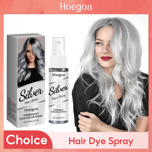 Temporary Gray Hair Dye Spray One-Time Molding Smoky Gray Punk Style Light Color Non-Irritating Unisex Grandma Gray Hair Dye