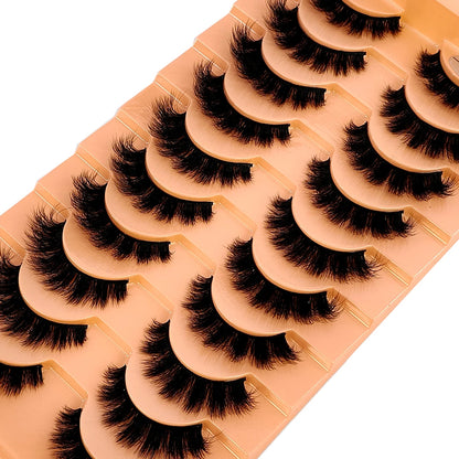 10Pairs 3D Mink Lashes Cilios Fluffy Soft Beauty Natural Short Mink Fake Eyelashes Classic Thick Reusable Makeup False Eyelashes