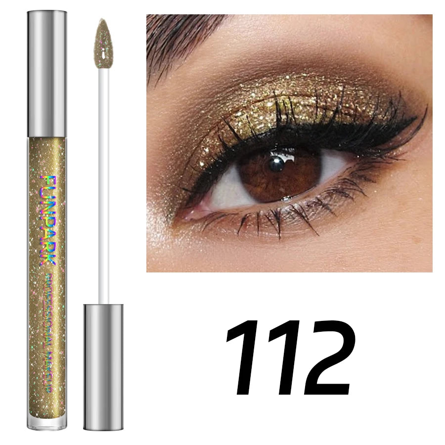 Glitter Liquid Eyeshadow, Silver Monochrome Tone, Waterproof Makeup Effect, Shimmer Pigment Eye Shadow Pallete Set