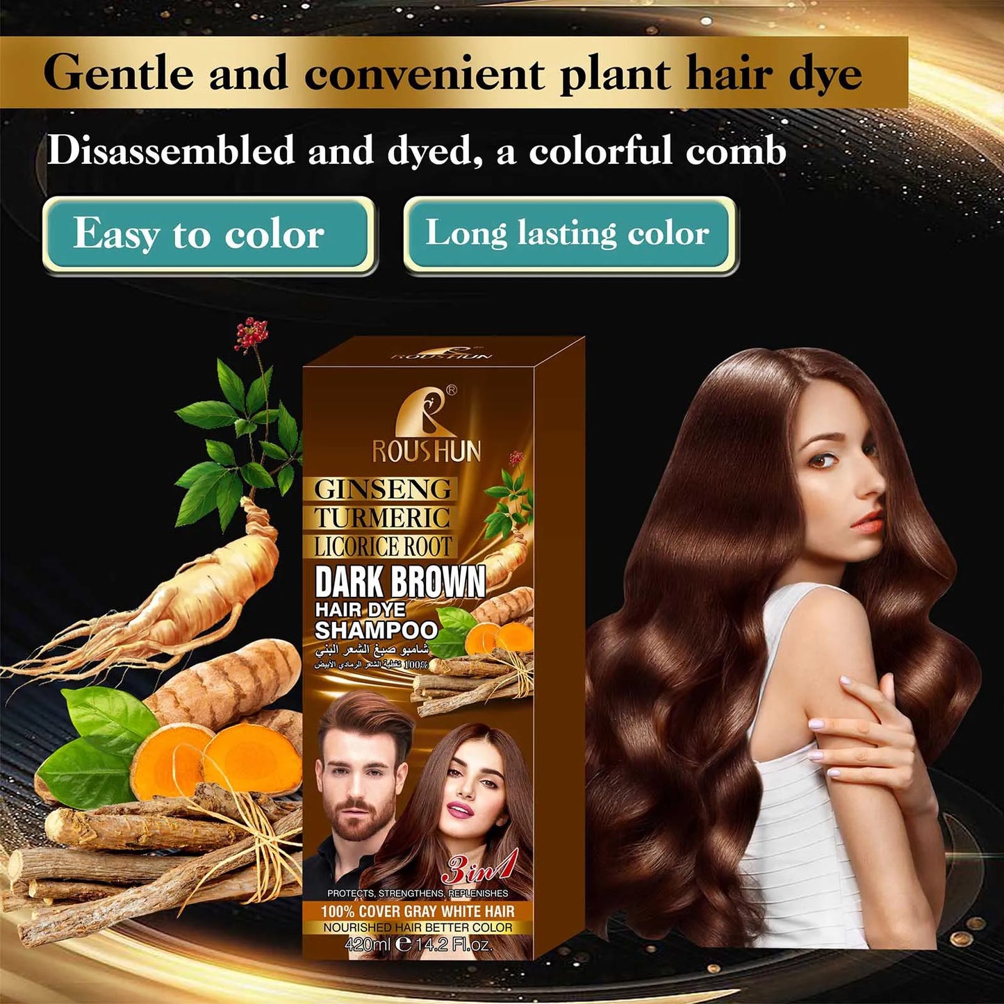 Brown Hair Color Shampoo for Gray Hair Instant Hair Dye Shampoo Hair Coloring in Minutes Natural and Long lasting color Hair Dye