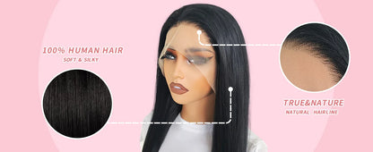 250 Density 13x4 HD Transparent Lace Front Human Hair Wigs 13x6 Straight Lace Frontal PrePlucked Brazilian Remy Wig For Women