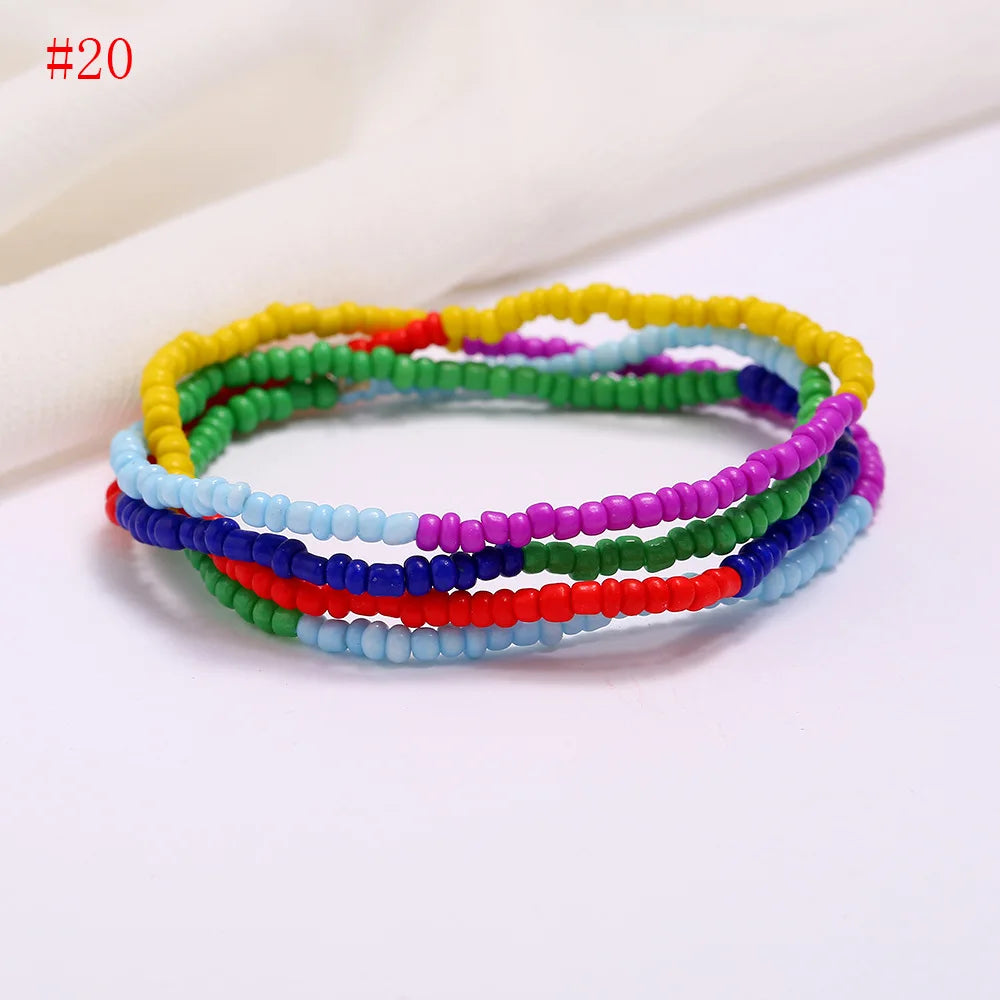 New Fashion Multi-layer Handmade Colored Rice Beads Beach Chain Summer Popular Waist Chain Women BD7051