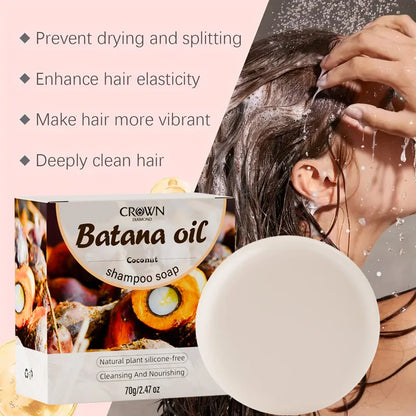 2-in-1 Natural Anti-Hair Loss Shampoo Bar with Batana and Rosemary – Controls Oil, Strengthens Roots, Vegan & Long-Lasting