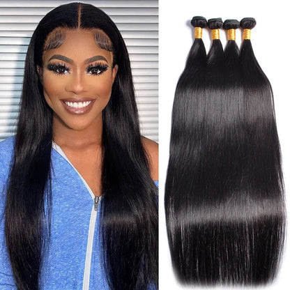 12A Grade 100% Human Hair Bundles 30 inch Straight Bundles Brazilian Raw Hair Weave 100 g/pc Natural Black Human Hair Extensions