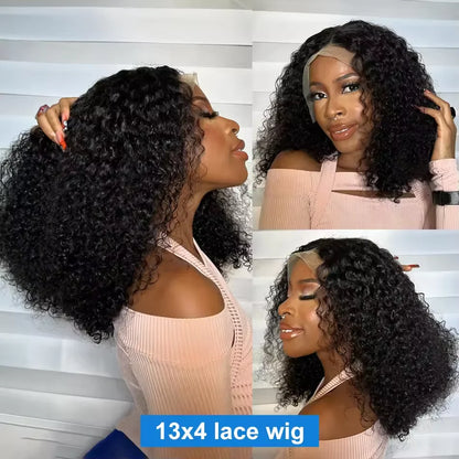 220% Kinky Curly edge Wigs Short Bob Pixie Cut Curly 13x4 Lace Front Wig Human Hair Wig PrePlucked Baby Hair Lace Closure Wig
