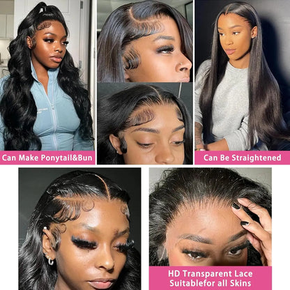 13x4 13x6 Body Wave Human Hair Wigs 32 36 Inches Lace Front Human Hair Wig Pre Plucked With Baby Hair For Women 200 Density