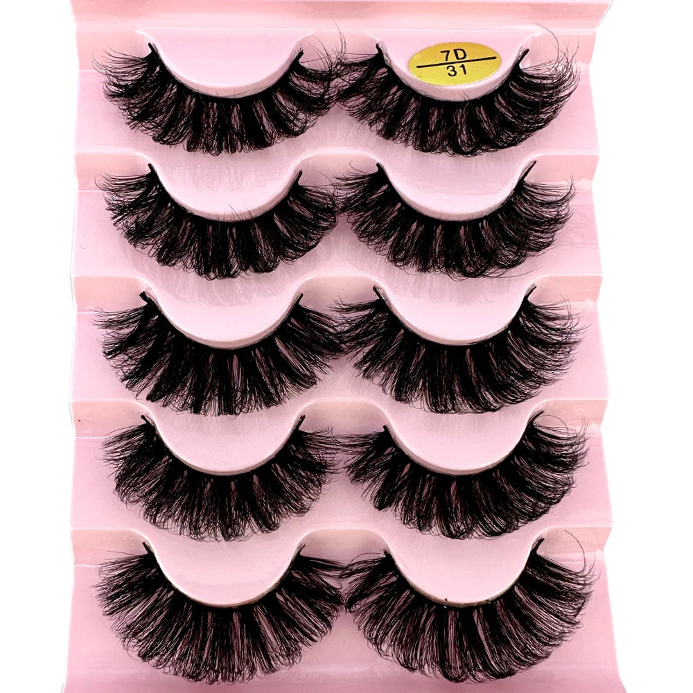 Cat Eye Eyelashes 3D Natural False Lashes D Curl Fluffy Soft Cross 5 Pairs Manga Lashes Wispy Natural Eyelash Extension Makeup