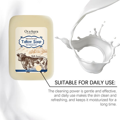 OCEAURA Tallow Soap, Beef Tallow Soap, Pure Tallow Balm Soap Bar for Sensitive Skin - Moisturizes, Soothes, and Hydrates 100g