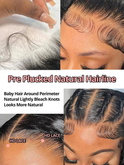 Snwprin 360 HD Full Lace Curly Human Hair Wigs Preplucked 13x6 Lace Frontal Wig Deep Wave Glueless Human Hair Ready To Wear 30In