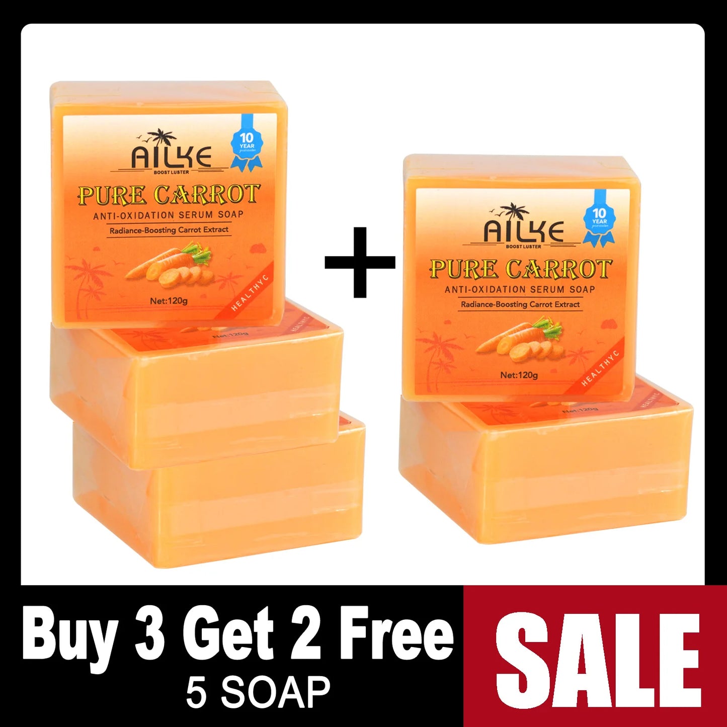 AILKE Pure Carrot Anti-Oxidation Serum Soap, Cleaning Stains, Skin Brightening Soap Bar, With Vitamin C, For Body And Face Use
