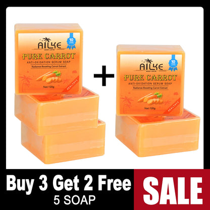 AILKE Pure Carrot Anti-Oxidation Serum Soap, Cleaning Stains, Skin Brightening Soap Bar, With Vitamin C, For Body And Face Use