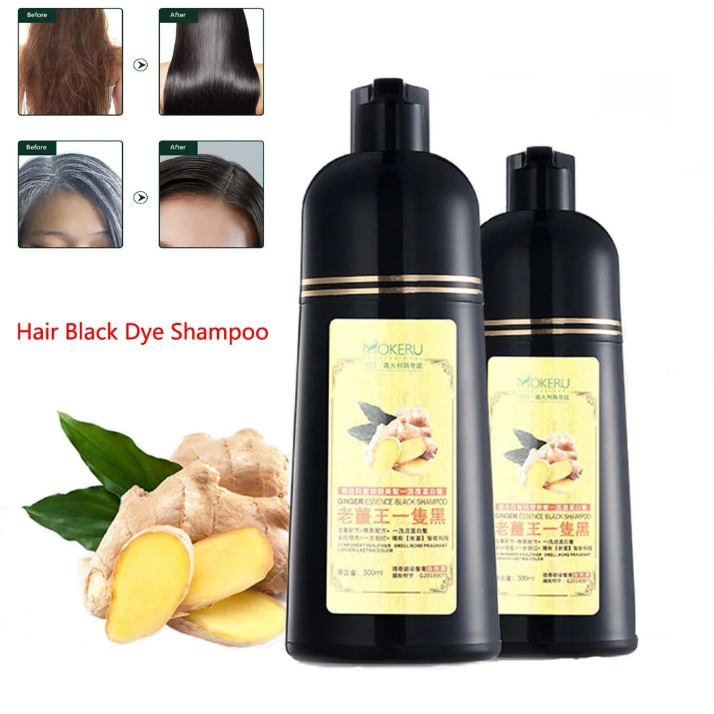 Mokeru Long Lasting Permanent Hair Color Natrual Ginger Hair Dye Black Shampoo for Women and Men Fast Beatuy Health Products