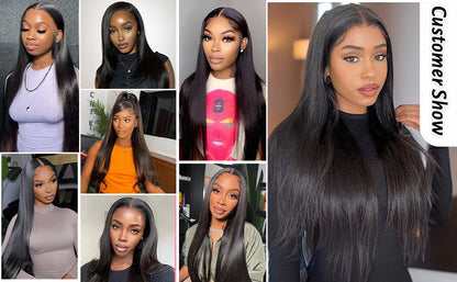 250 Density 13x4 HD Transparent Lace Front Human Hair Wigs 13x6 Straight Lace Frontal PrePlucked Brazilian Remy Wig For Women