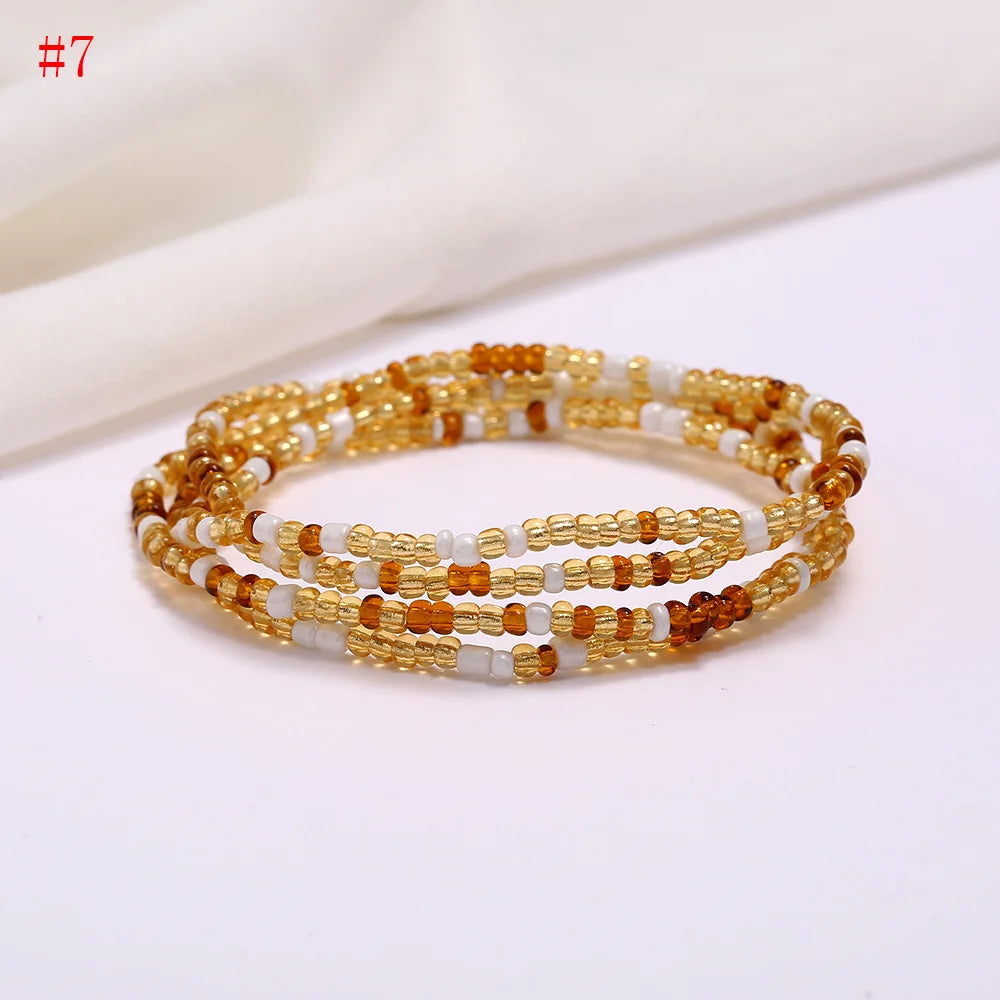 New Fashion Multi-layer Handmade Colored Rice Beads Beach Chain Summer Popular Waist Chain Women BD7051