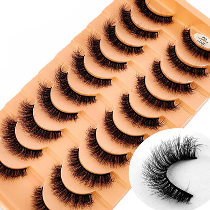 10Pairs 3D Mink Lashes Cilios Fluffy Soft Beauty Natural Short Mink Fake Eyelashes Classic Thick Reusable Makeup False Eyelashes