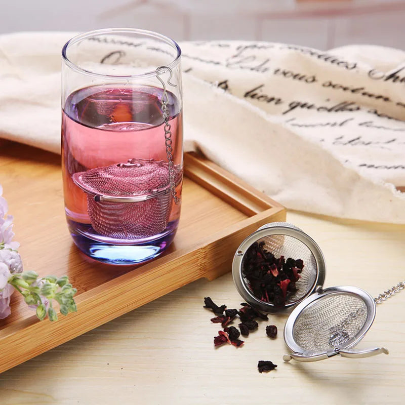 Herbal Ball Tea Spice Strainer Durable Silver Reusable Stainless Mesh Teakettle Locking Tea Filter Infuser Spice Kitchen 5 Sizes