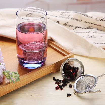 Herbal Ball Tea Spice Strainer Durable Silver Reusable Stainless Mesh Teakettle Locking Tea Filter Infuser Spice Kitchen 5 Sizes