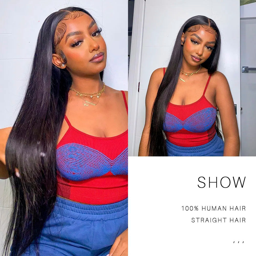 250 Density 13x4 HD Transparent Lace Front Human Hair Wigs 13x6 Straight Lace Frontal PrePlucked Brazilian Remy Wig For Women