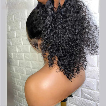180 Density 26 inch Long Soft Black Kinky Curly Preplucked Lace Front Wig For Women Natural Hairline Wig With Baby Hair Glueless