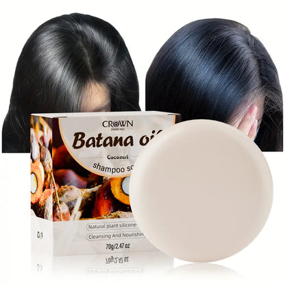 2-in-1 Natural Anti-Hair Loss Shampoo Bar with Batana and Rosemary – Controls Oil, Strengthens Roots, Vegan & Long-Lasting