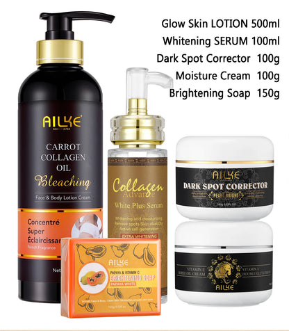 AILKE Collagen 5-in-1 Skin Care Set, Restore Skin Elasticity, Smooth Skin, Brighten, Even Skin Tone,For Face And Body Use Kit