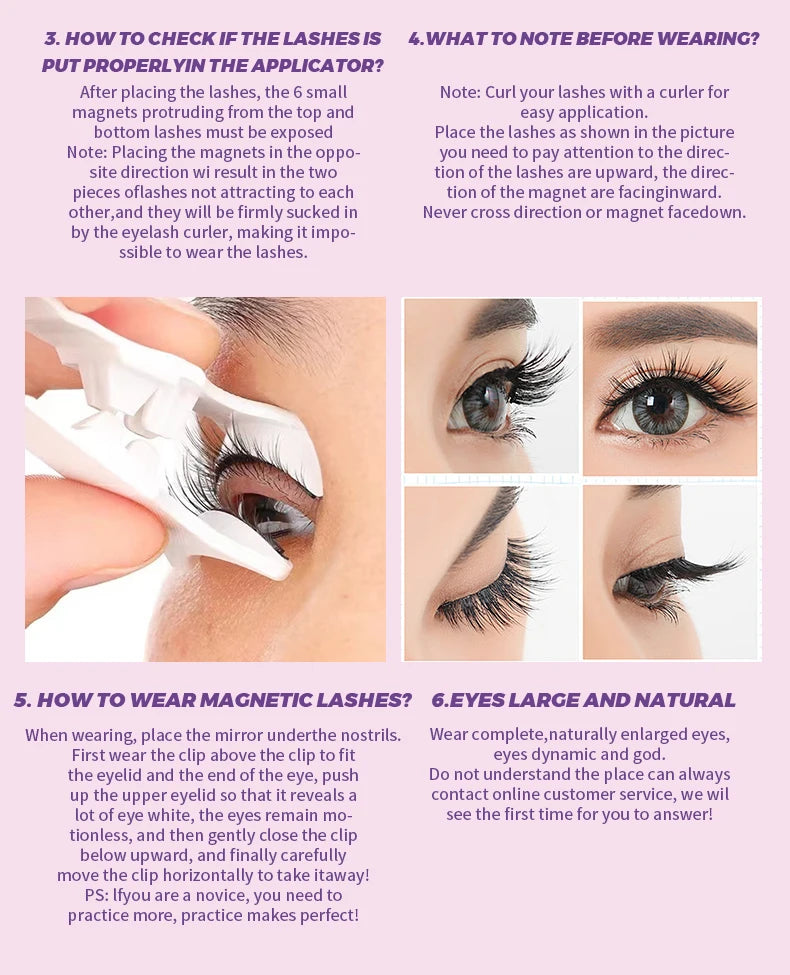 DINGSEN Magnetic Eyelashes 3D Natural False Eyelashes Reusable 4pcs Magnet Clip Set Lashes Extension makeup Tweezers Lash Set