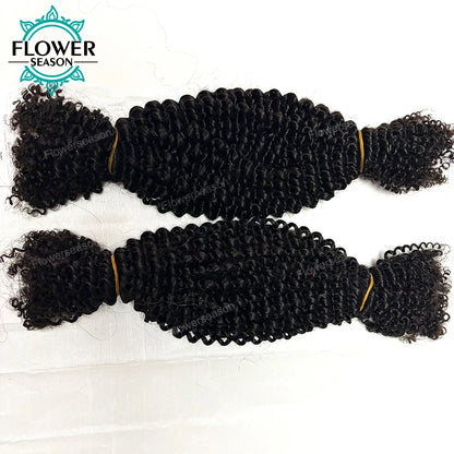 Bulk Human Hair For Twist Afro Kinky Curly Bulk Human Hair For Braiding Crochet Twist hair Extensions 100g/Bundles Natural Color