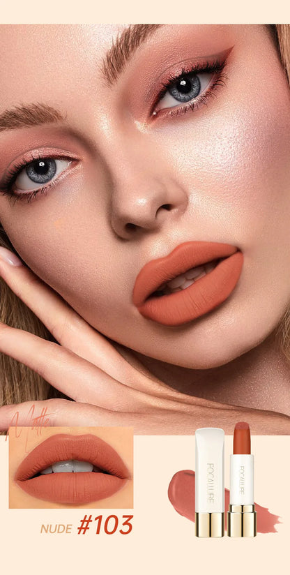 FOCALLURE Natural Matte Lipstick Waterproof Long-lasting Smooth Moisturizing Lip Balms Lightweight Lips Glaze Makeup Cosmetics