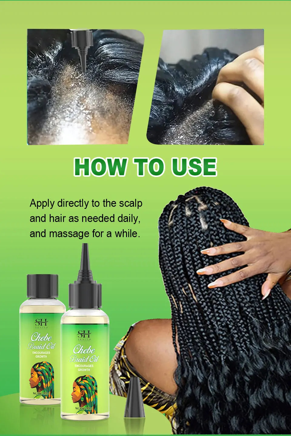 Sevich Chebe Hair Growth Serum Africa Traction Alopecia Chebe Anti Hair Loss Treatment Crazy Fast Hair Growing Oil Hair Care