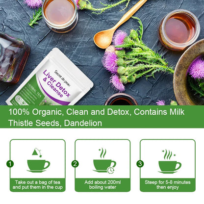 30 Tea Bags Liver,Kidney and Pancrea Herbal Compound Detox & Cleanse Herbal  Milk Thistle Tea