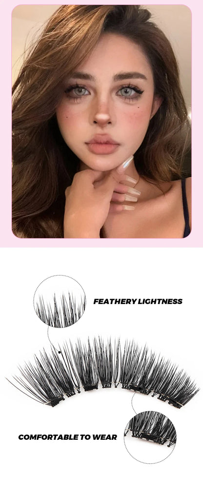 DINGSEN Magnetic Eyelashes 3D Natural False Eyelashes Reusable 4pcs Magnet Clip Set Lashes Extension makeup Tweezers Lash Set