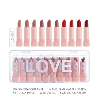 10 PCS Matte Lipstick Kit Free Shipping lip gloss Korean cosmetics LIpgloss Makeup for women Lip pencil cheap make up Beauty