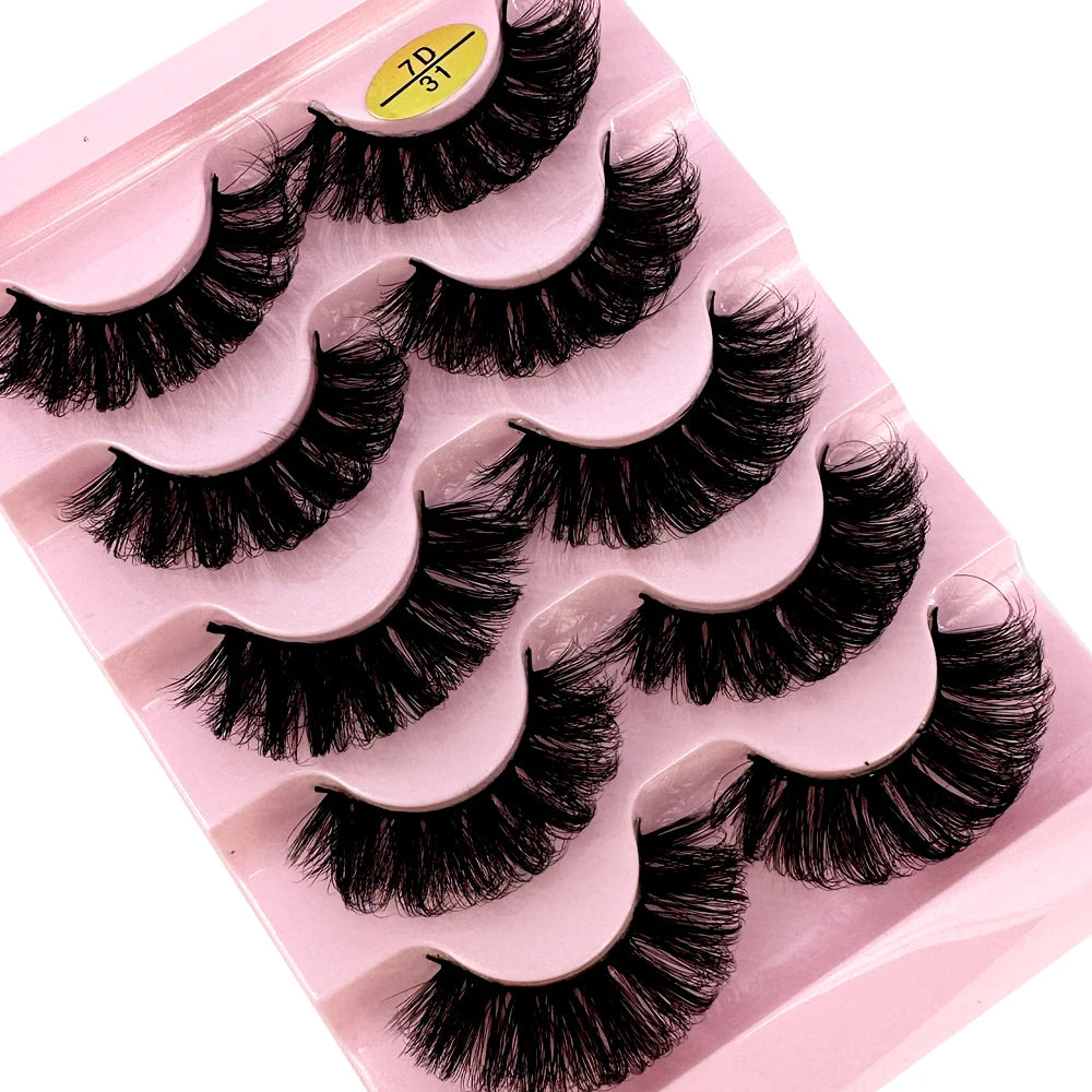 Cat Eye Eyelashes 3D Natural False Lashes D Curl Fluffy Soft Cross 5 Pairs Manga Lashes Wispy Natural Eyelash Extension Makeup